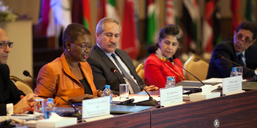 United Nations Emergency Relief Coordinator Valerie Amos at the opening of the regional consultation meeting in Jordan.